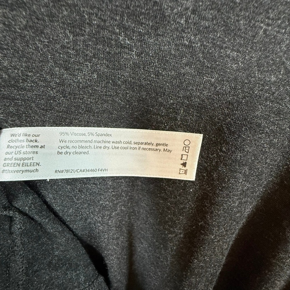 Eileen Fisher Petite Charcoal Black Viscose Jersey Scoop Neck Top PM Long Sleeve - Picture 3 of 8